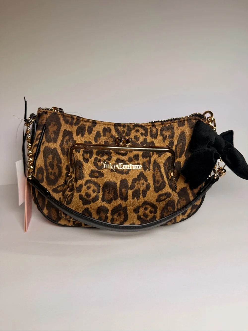 Juicy Couture Leopard-Print Shoulder Bag with Black Bow
